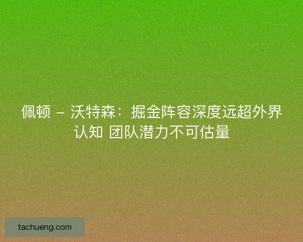 佩顿 - 沃特森：掘金阵容深度远超外界认知 团队潜力不可估量